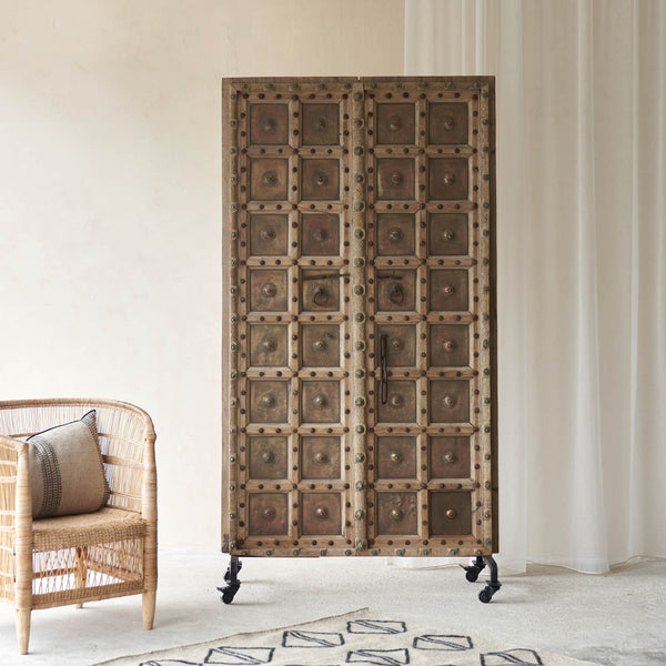 Vintage Teak Door with Brass Details