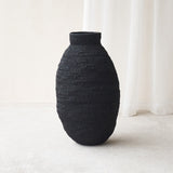 Buhera Basket, Unique home accessory from Africa. Hand crafted from natural fibers. Distinctive appreance in hand-dyed a chocolate/yellow/grey/indigo colour. From $80
