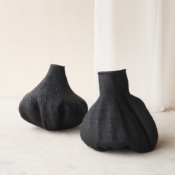 Gourd Basket, Unique home accessory from Africa. Hand-woven into organic statement shapes. Variations exist in weaves, colours, and shapes. From $150