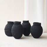 Buhera Basket, Unique home accessory from Africa. Hand crafted from natural fibers. Distinctive appreance in hand-dyed a chocolate/yellow/grey/indigo colour. From $80