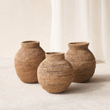 Buhera Basket, Unique home accessory from Africa. Hand crafted from natural fibers. Distinctive appreance in hand-dyed a chocolate/yellow/grey/indigo colour. From $80