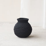 Buhera Basket, Unique home accessory from Africa. Hand crafted from natural fibers. Distinctive appreance in hand-dyed a chocolate/yellow/grey/indigo colour. From $80