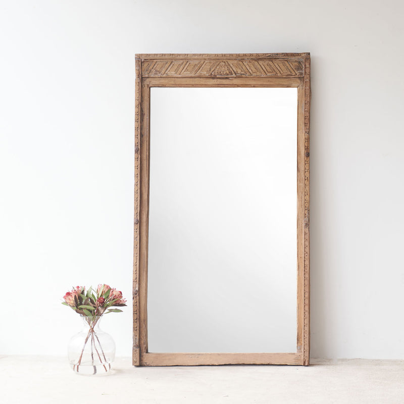 Vintage Teak Carved Mirror | Natural