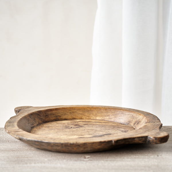 Vintage Wooden Parat Bowl - Round Handle