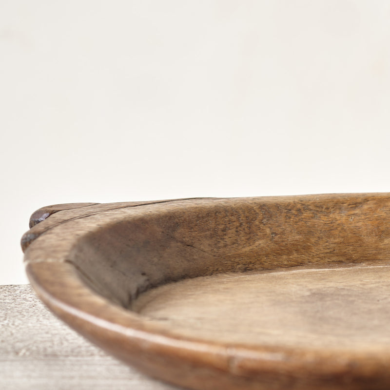 Vintage Wooden Parat Bowl - Round Handle