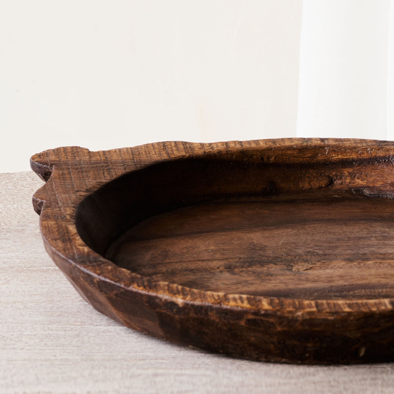 Vintage Wooden Parat Bowl - Round Handle