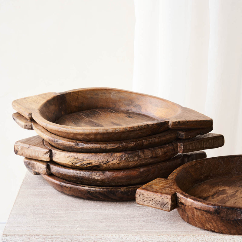 Vintage Wooden Parat Bowl - Dark