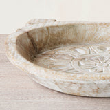 Vintage Wooden Carved Parat Bowl - Floral A