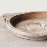 Vintage Wooden Carved Parat Bowl - Floral C