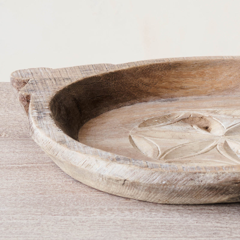Vintage Wooden Carved Parat Bowl - Floral C