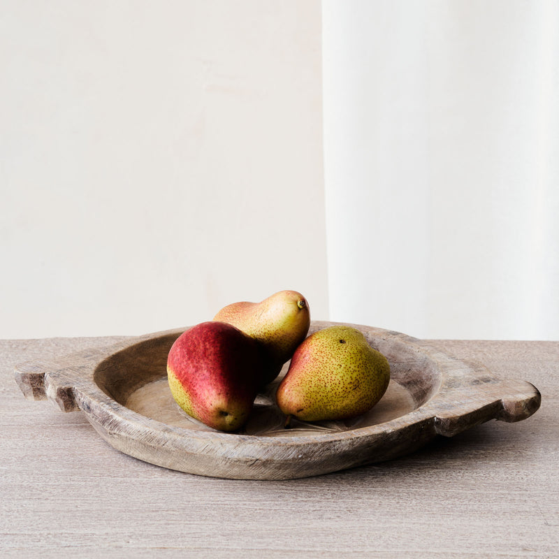 Vintage Wooden Carved Parat Bowl - Floral C
