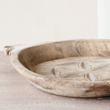 Vintage Wooden Carved Parat Bowl - Floral C