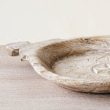 Vintage Wooden Carved Parat Bowl - Floral A