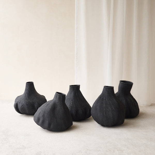 Gourd Basket, Unique home accessory from Africa. Hand-woven into organic statement shapes. Variations exist in weaves, colours, and shapes. From $150