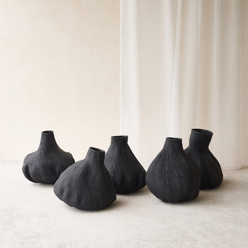 Gourd Basket, Unique home accessory from Africa. Hand-woven into organic statement shapes. Variations exist in weaves, colours, and shapes. From $150