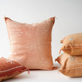 Moroccan Silk Cushion - Coral Caramel