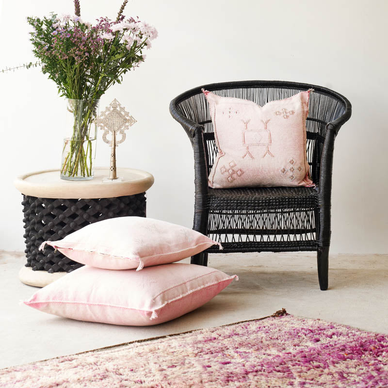 Moroccan Silk Cushion - Pale Pink