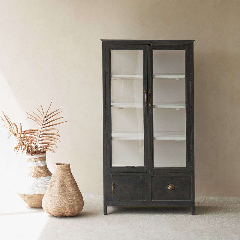 Vintage Tall Cabinet with 1 Drawer | Charcoal