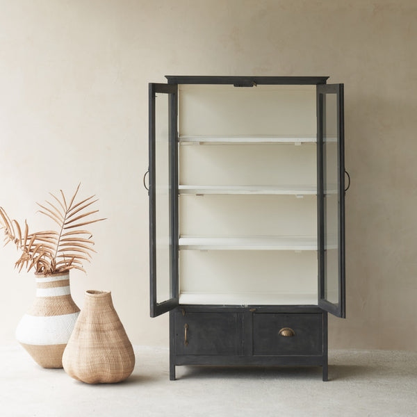Vintage Tall Cabinet with 1 Drawer | Charcoal