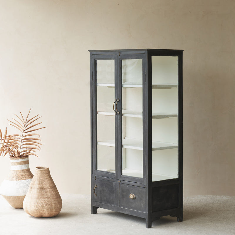 Vintage Tall Cabinet with 1 Drawer | Charcoal
