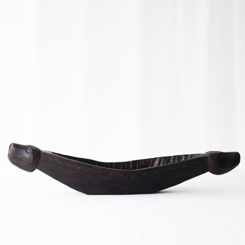 Vintage Teak Carving Boat A