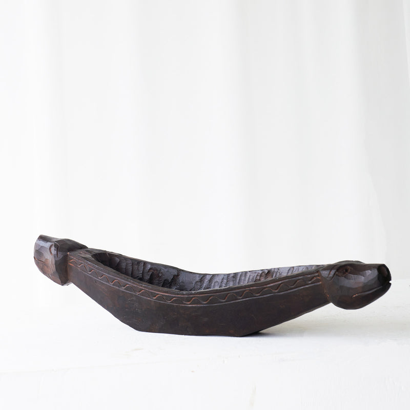 Vintage Teak Carving Boat A