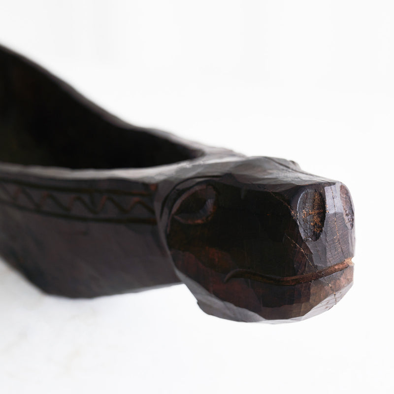 Vintage Teak Carving Boat A