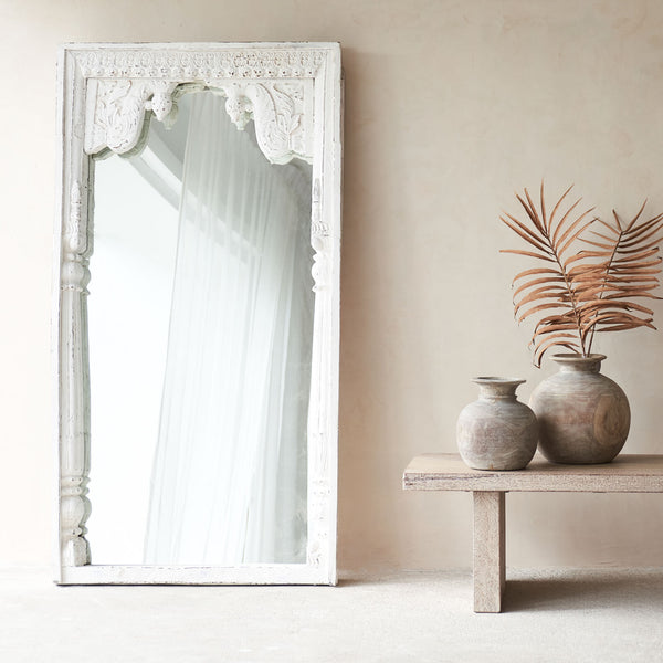 No.1 | Vintage Carved Mirror - White