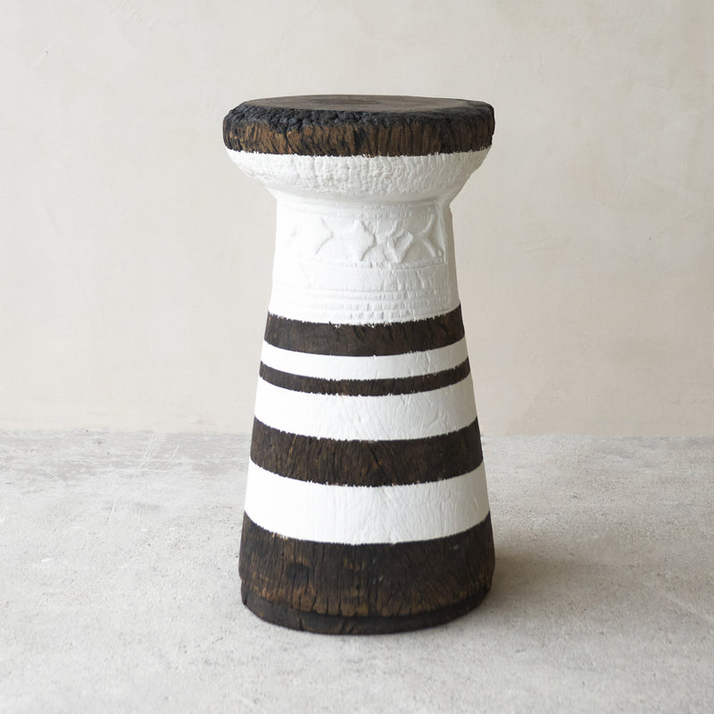 Lozi Mortar Stool, repaired and rebuilt after being used to pound grain and maize. The stools are unique vintage items, and make stunning decorative sculptures. At $640