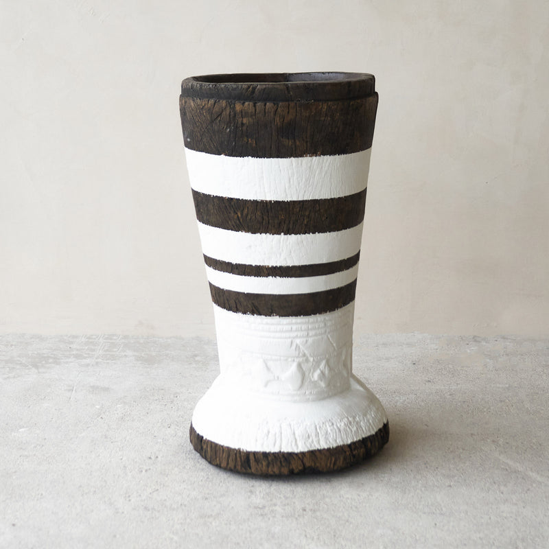 Lozi Mortar Stool, repaired and rebuilt after being used to pound grain and maize. The stools are unique vintage items, and make stunning decorative sculptures. At $640
