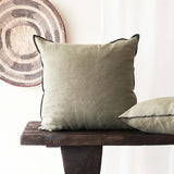 Cushion Black Line - Kaki (Square Large)