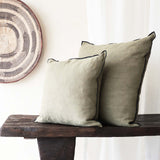 Cushion Black Line - Kaki (Square Large)