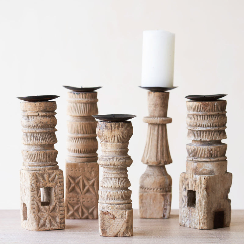 Wooden Candle Stand - Short