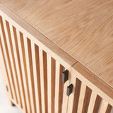 Clement oak cabinet crafted with solid oak timber and consist of see-through glass panels and removable shelves - $3480