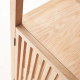 Clement oak cabinet crafted with solid oak timber and consist of see-through glass panels and removable shelves - $3480