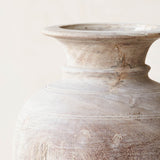 Wooden Round Pot - Whitewash