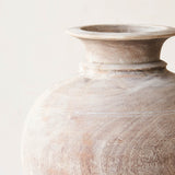 Wooden Round Pot - Whitewash