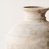 Wooden Round Pot - Whitewash