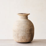 Wooden Round Pot - Whitewash