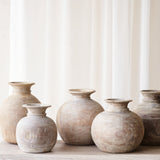 Wooden Round Pot - Whitewash