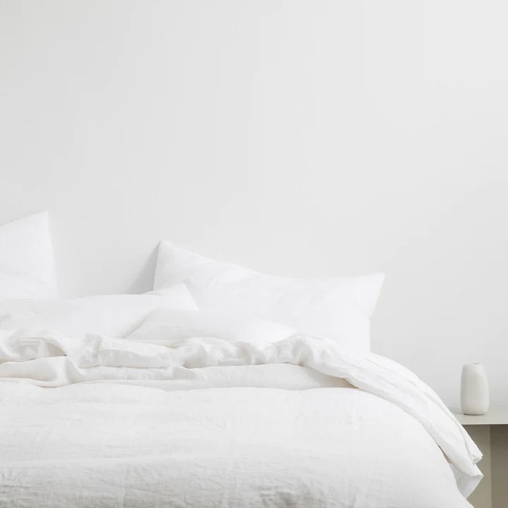 Linen Fitted Sheet Set | White (King Size)