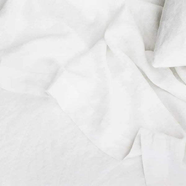 Linen Fitted Sheet Set | White - Originals Furniture