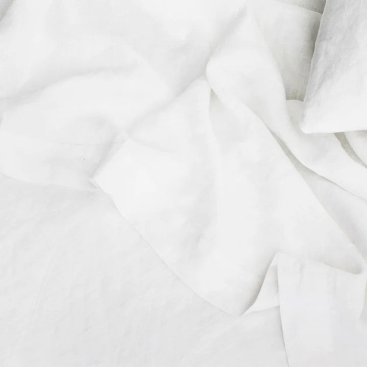 Linen Fitted Sheet Set | White (King Size)