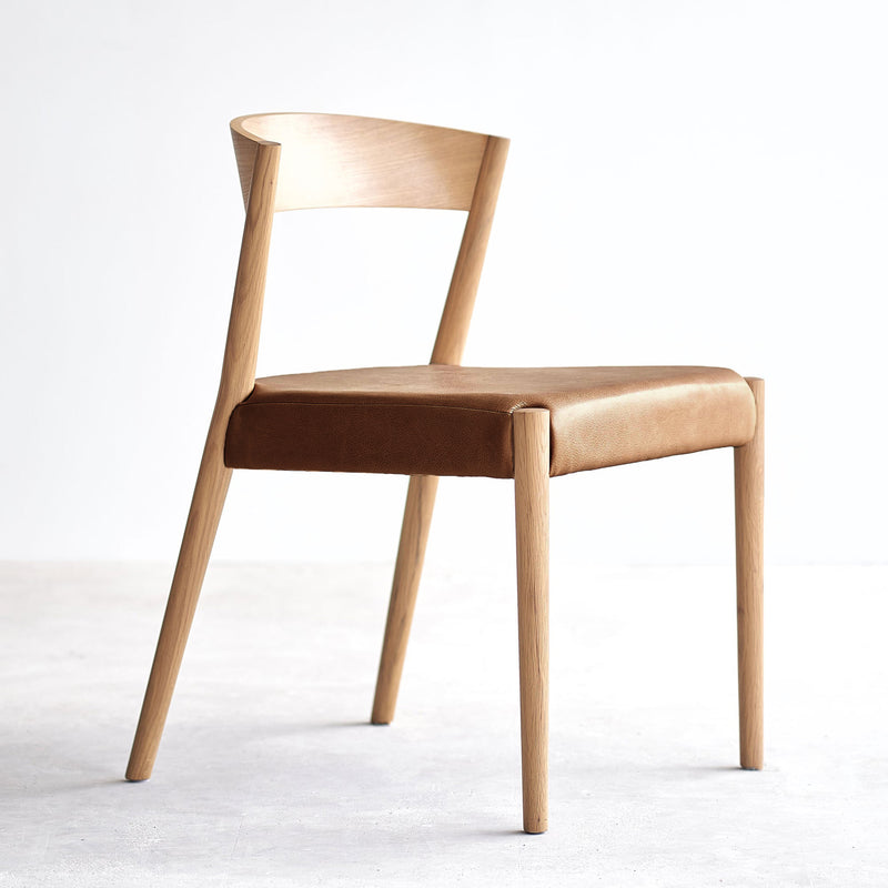 Ronda Leather Dining Chair | Oak Frame - Pecan