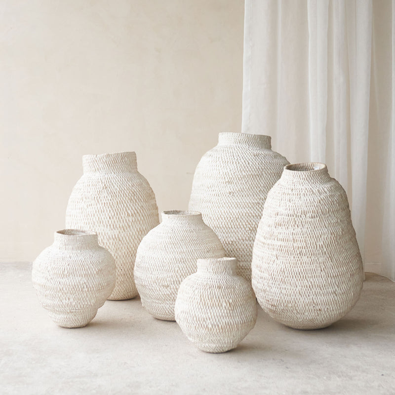 Buhera Basket, Unique home accessory from Africa. Hand crafted from natural fibers. Distinctive appreance in hand-dyed a chocolate/yellow/grey/indigo colour. From $80