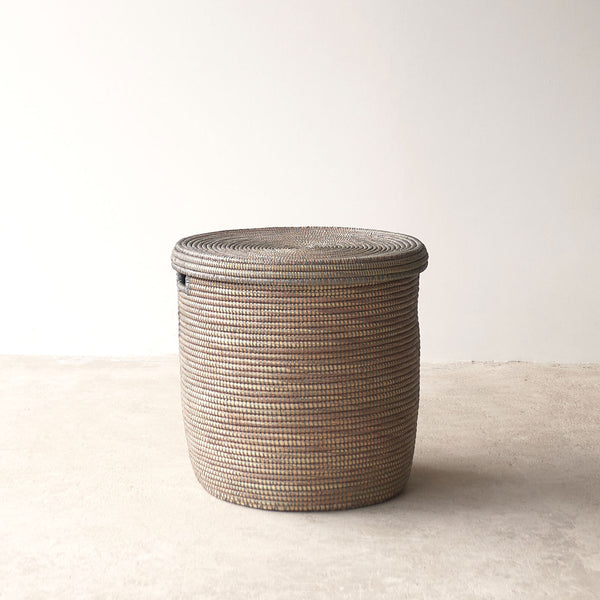 Flat Lid African Baskets | Grey