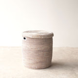 Flat Lid African Baskets | White