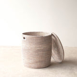 Flat Lid African Baskets | White
