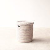 Flat Lid African Baskets | White