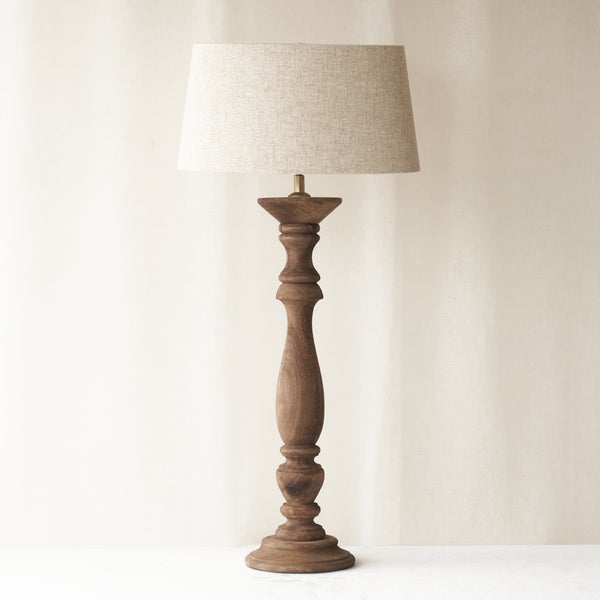 Bellini Table Lamp, wooden and delicately shaped. Sophisticated and stylish piece. It is a versatile piece that provides a rustic touch in any home. Available at $220.